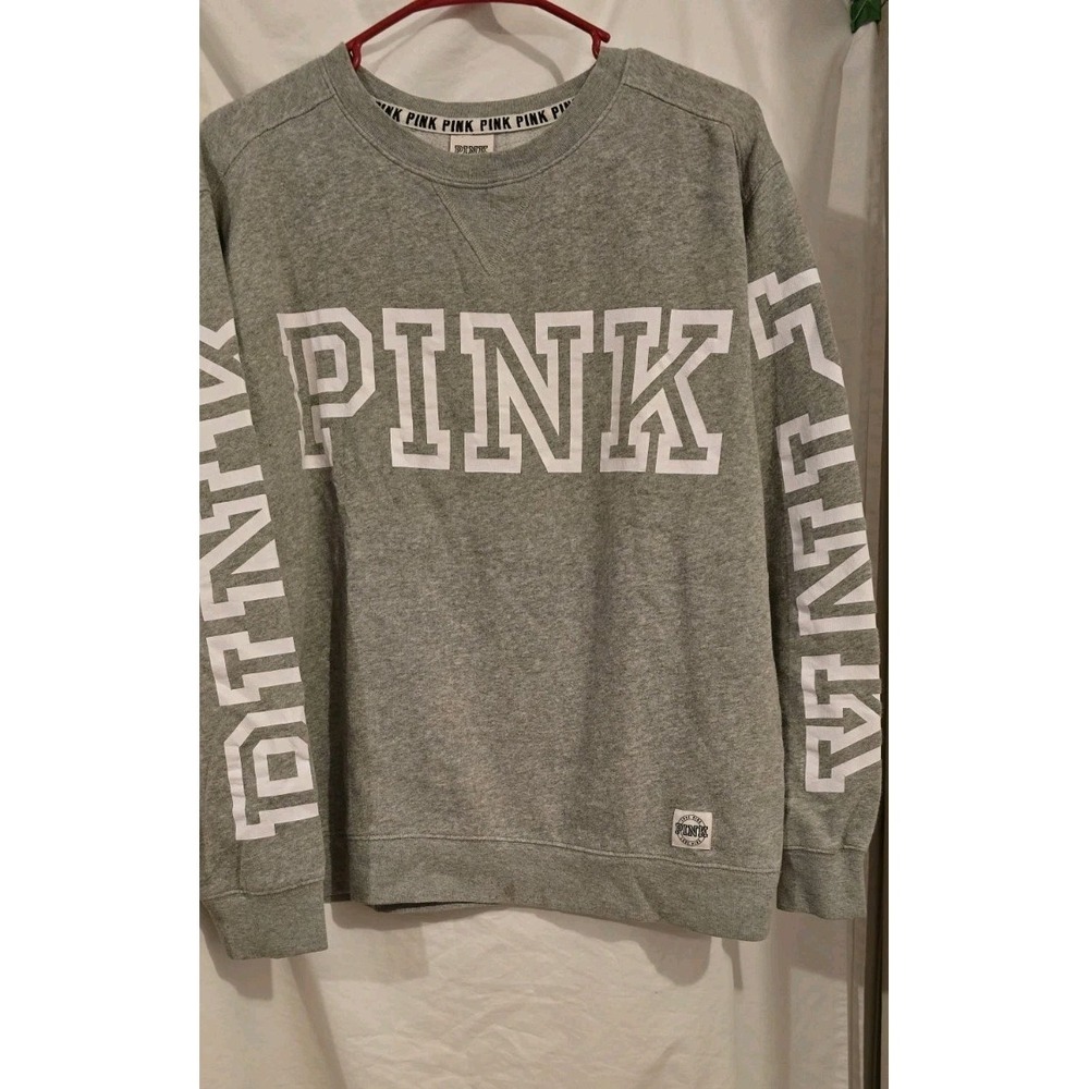 PINK Victoria Secret Grey Sweatshirt White lettering‎ Size M